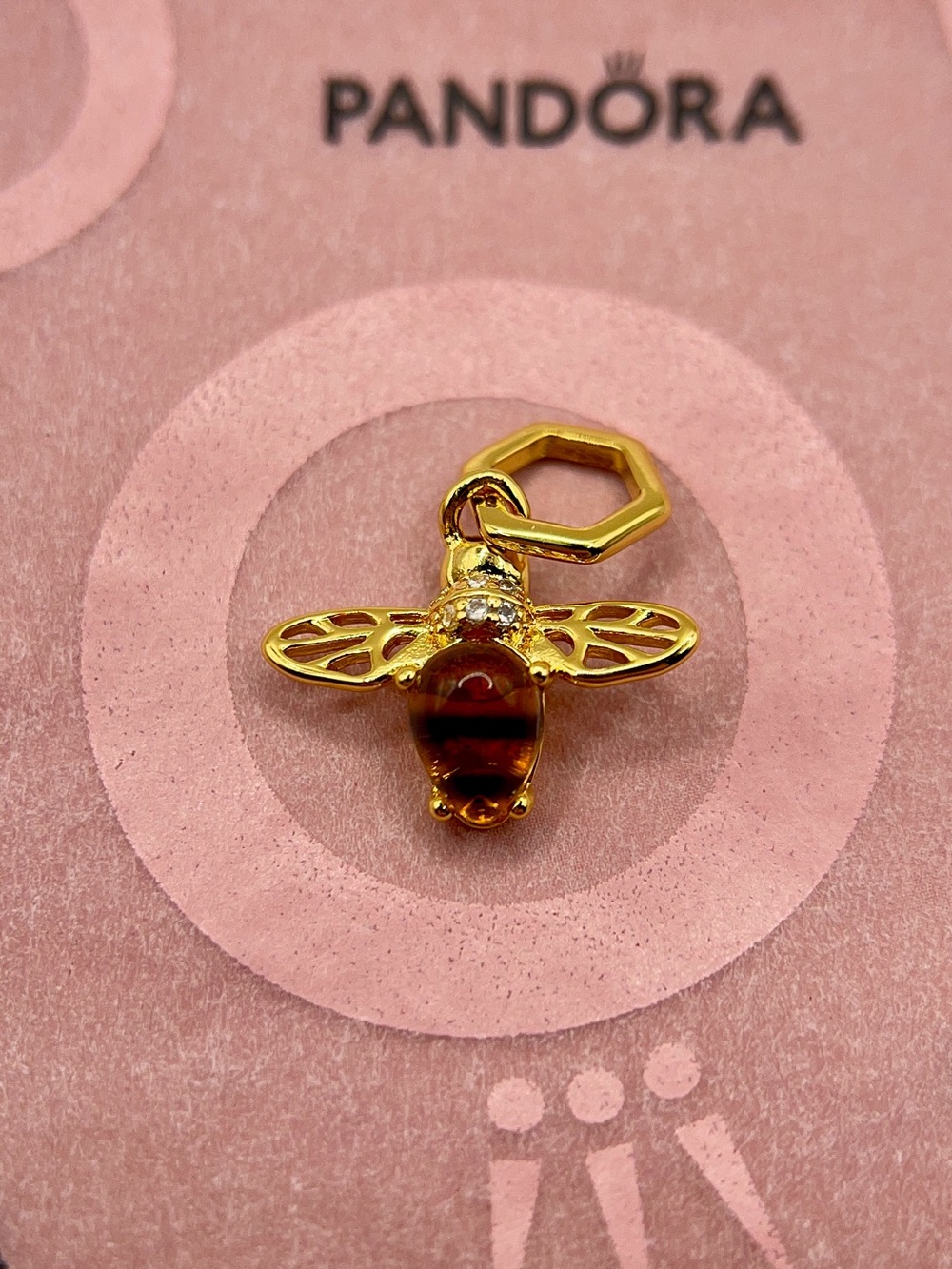 Pandora Gold Plated Honeybee Cabochon Dangle Charm